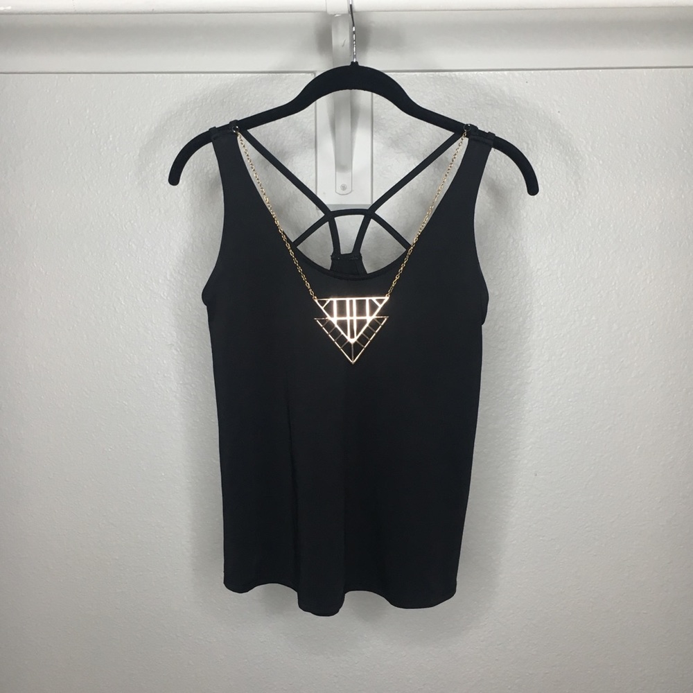 Wet Seal classy gold necklace attached strapy top
